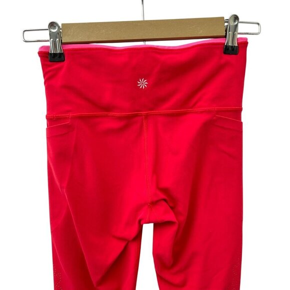 Athleta Revolution Laser Cut 7/8 Stash Pocket Leggings Powervita Red XS - Picture 8 of 15